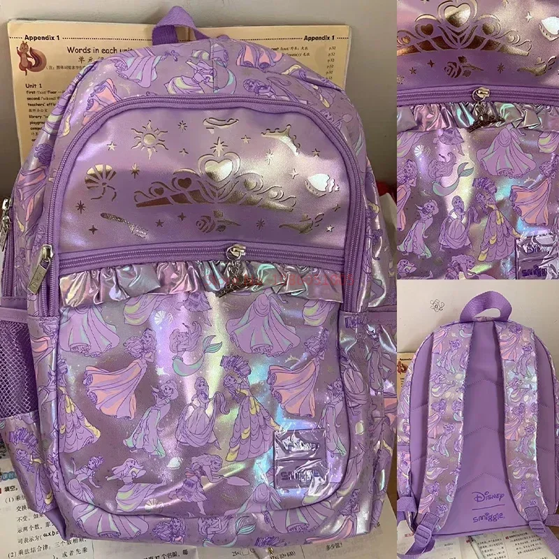 Disney Princess School Bag para crianças, mochila, papelaria, caixa de caneta, lancheira, coroa australiana, original, presente para estudantes