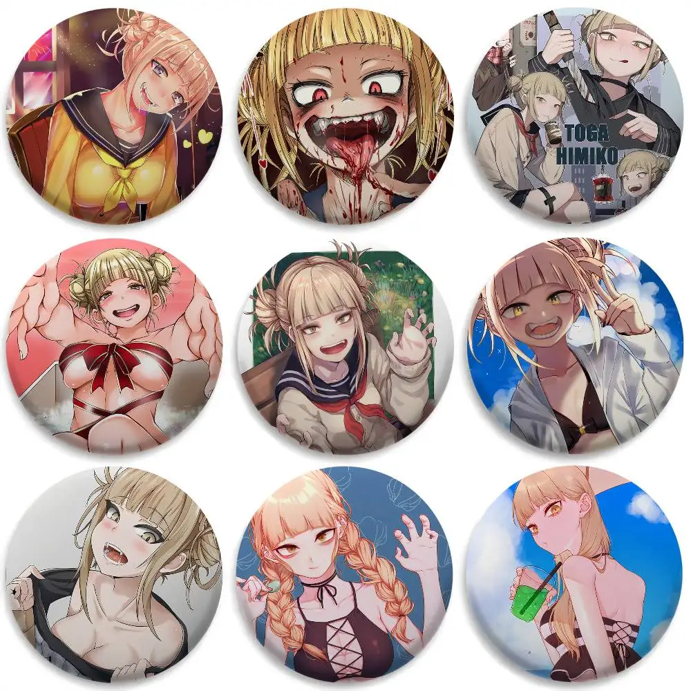 

Himiko Toga H-Hero Academia Badges Round Exquisite Badge Brooches Creative Pins For Clothes Hat Backpack Gift Accessories