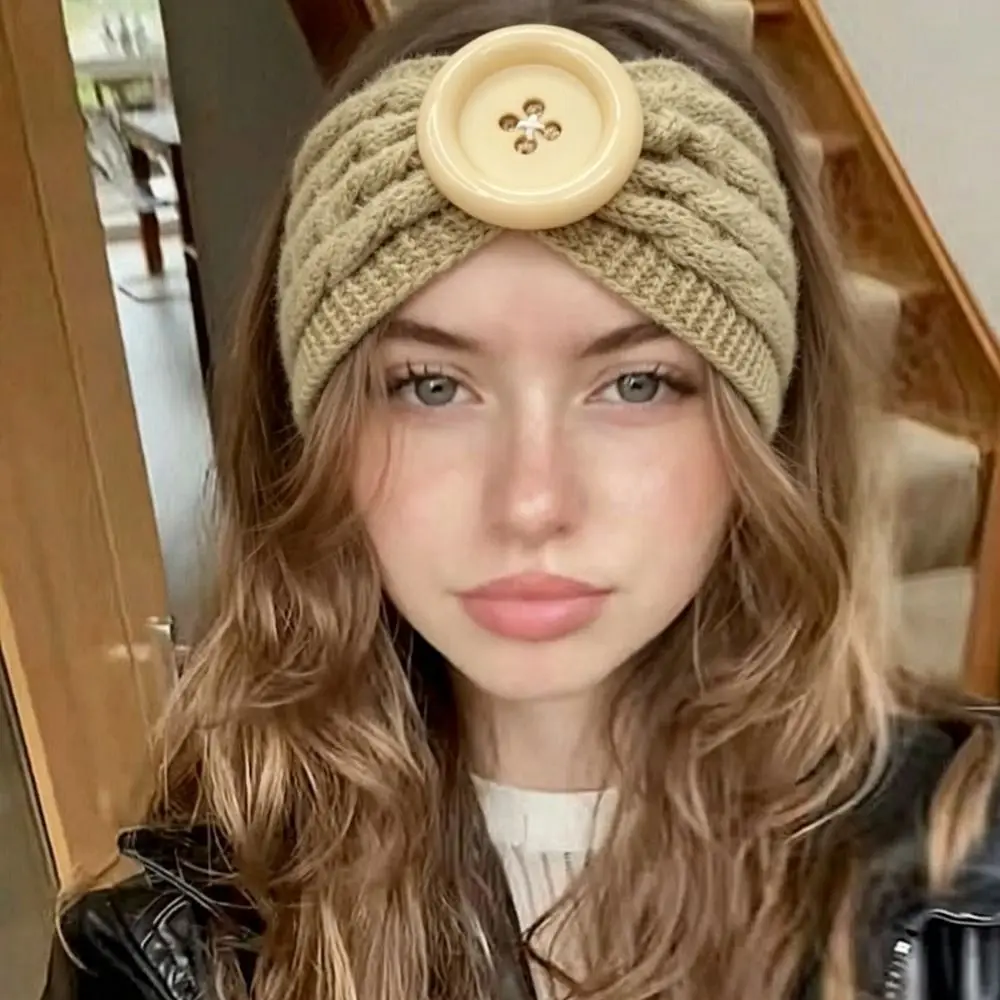 Cable Knit Knitted Headband Soft Stretch Knitted Fabric Ear Warmer Headband Twisted Front Wide Band Turban Headband