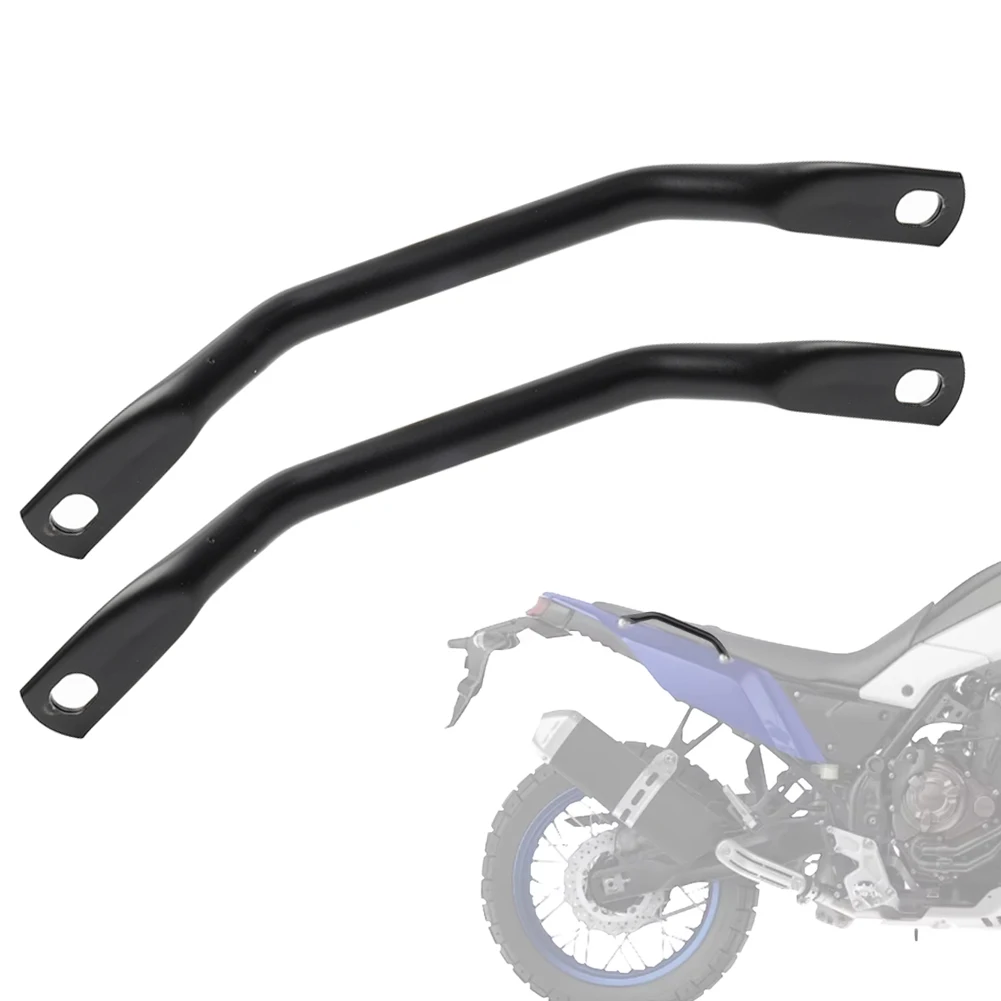 2X Motorbike Iron Rear Seat Grab Bar Handle Armrest Rail Matter Black For YAMAHA Tenere 700 XTZ700 2019 2020 2021 2022 2023 2024