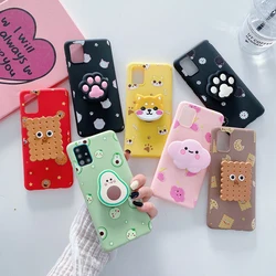 3D Cute Cartoon Phone Holder Case For Samsung Galaxy A32 A52 A72 A53 A73 A33 4G 5G A52s Cute Silicone Avocado Stand Grip Cover