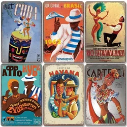 Visit Cuba Brazil Vintage Tin Sign Havana Club Mojito Metal Plaque Poster Wall Decor for Bar