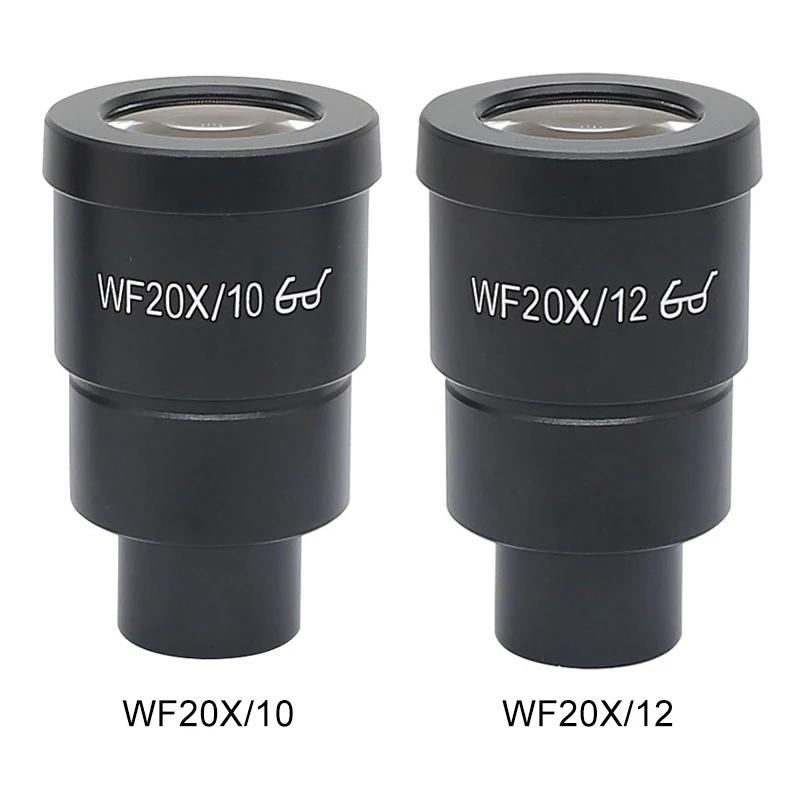 One Pair WF20X Eyepiece Lens for Stereo Microscope High Eye-point Optical Ocular Field of View 10mm or 12mm WF20X/10 WF20X/12