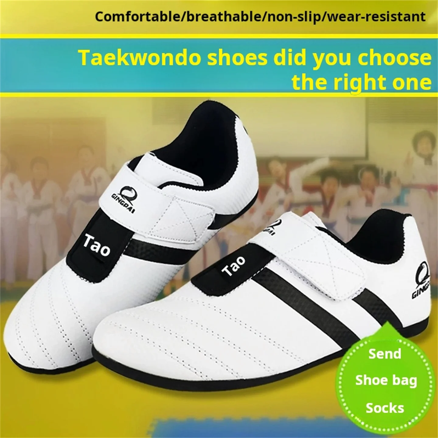 Adult Children's Taekwondo Shoes Breathable Soft Rubber Sole Sneakers Men Women Gymnasium Training Shoes Gift Socks And Bags