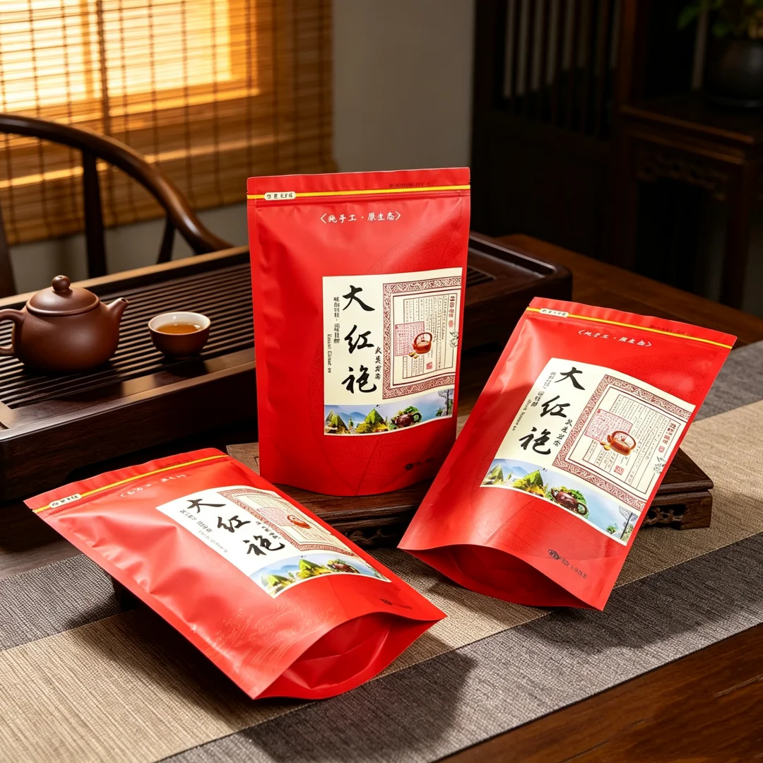 250g/500g Chinese Big Red Robe Tea Set Zipper Bags Wuyi Da Hong Pao Recyclable Sealing Packing Bag