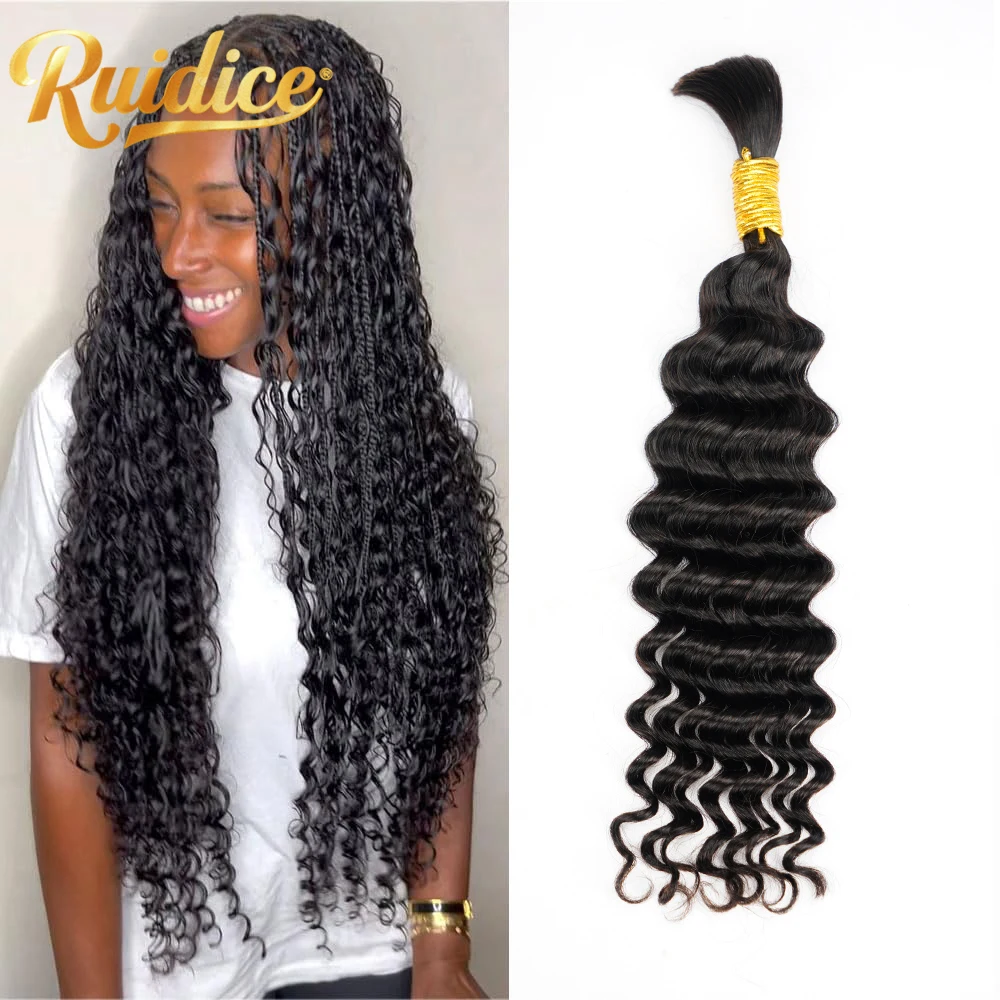 

Human Braiding Hair Deep Wave Bulk for Braiding No Weft Deep Curly Braiding Hair for Boho Braids Brazilian Virgin Human Hair