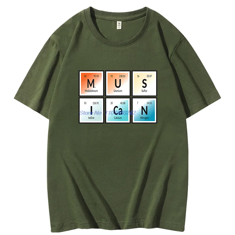 Musican Periodic Table funny Graphic Tee New Arrival Goods Fashion Tops & T-Shirt Summer Men's Short Sleeve Tee Cotton T-Shirt