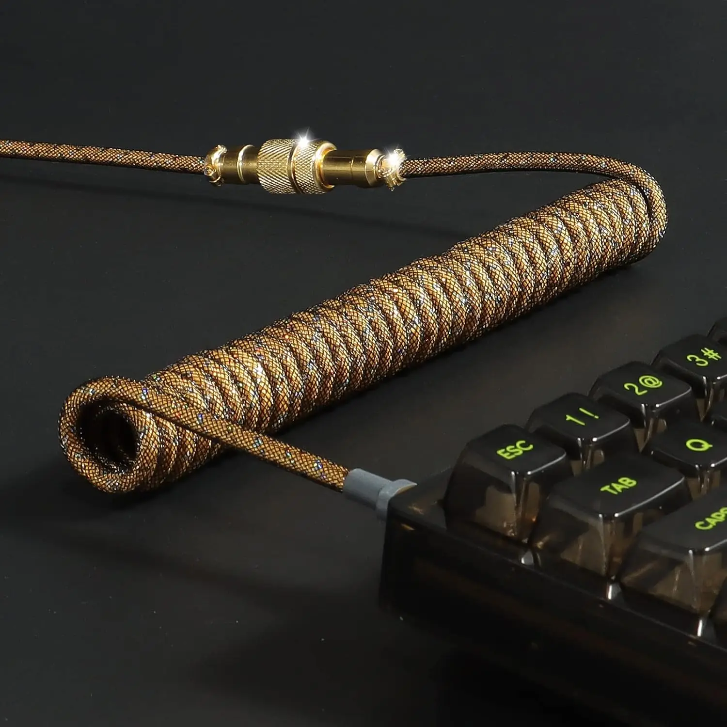 ATTACK SHARK * MAMBASNAKE C03 Coiled USB C Cable for Gaming Keyboard, Nylon Braided Mechanical Keyboard Cable, Double-Sleeved