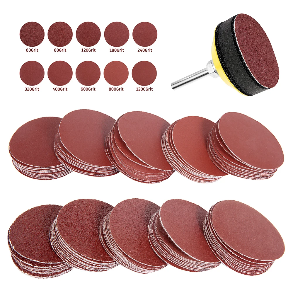 100Pcs 2In Sanding Discs Pad Kit for Drill Grinder Rotary Tools with Backer Plate 1/4Inch Shank Includes 80-3000 Grit Sandpapers