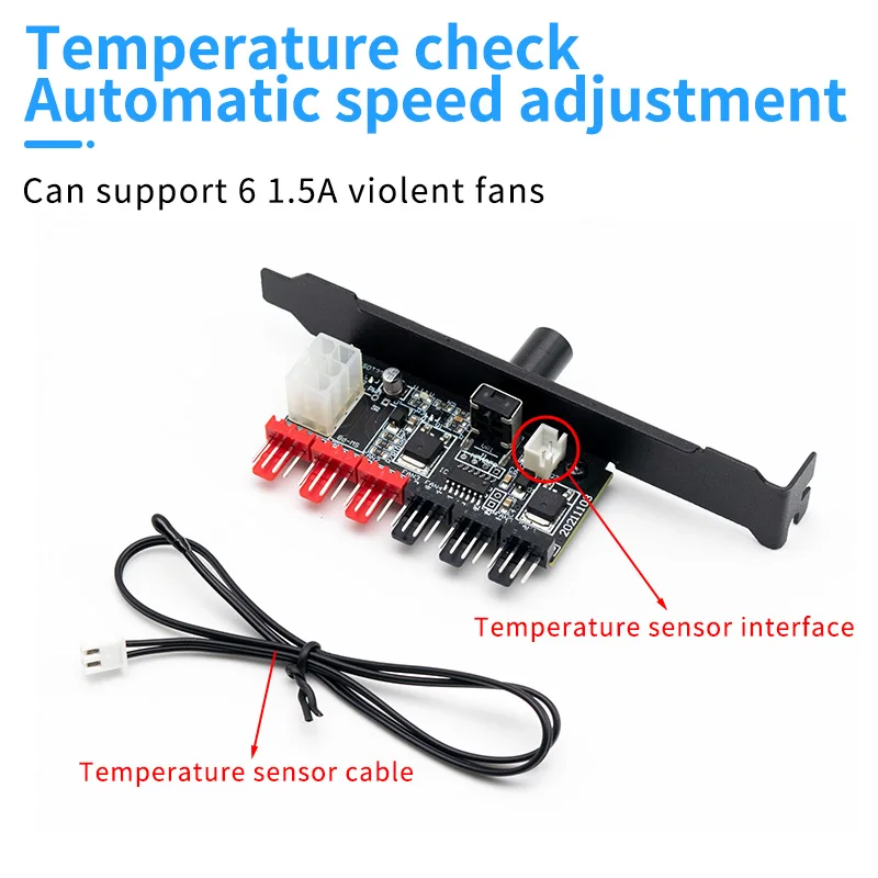 12V DC High Power PWM Fan HUB Speed Controller 6 Way 3PIN/4PIN Desktop Computer Thermistor Rotary Switch 6Pin Chassis Supply