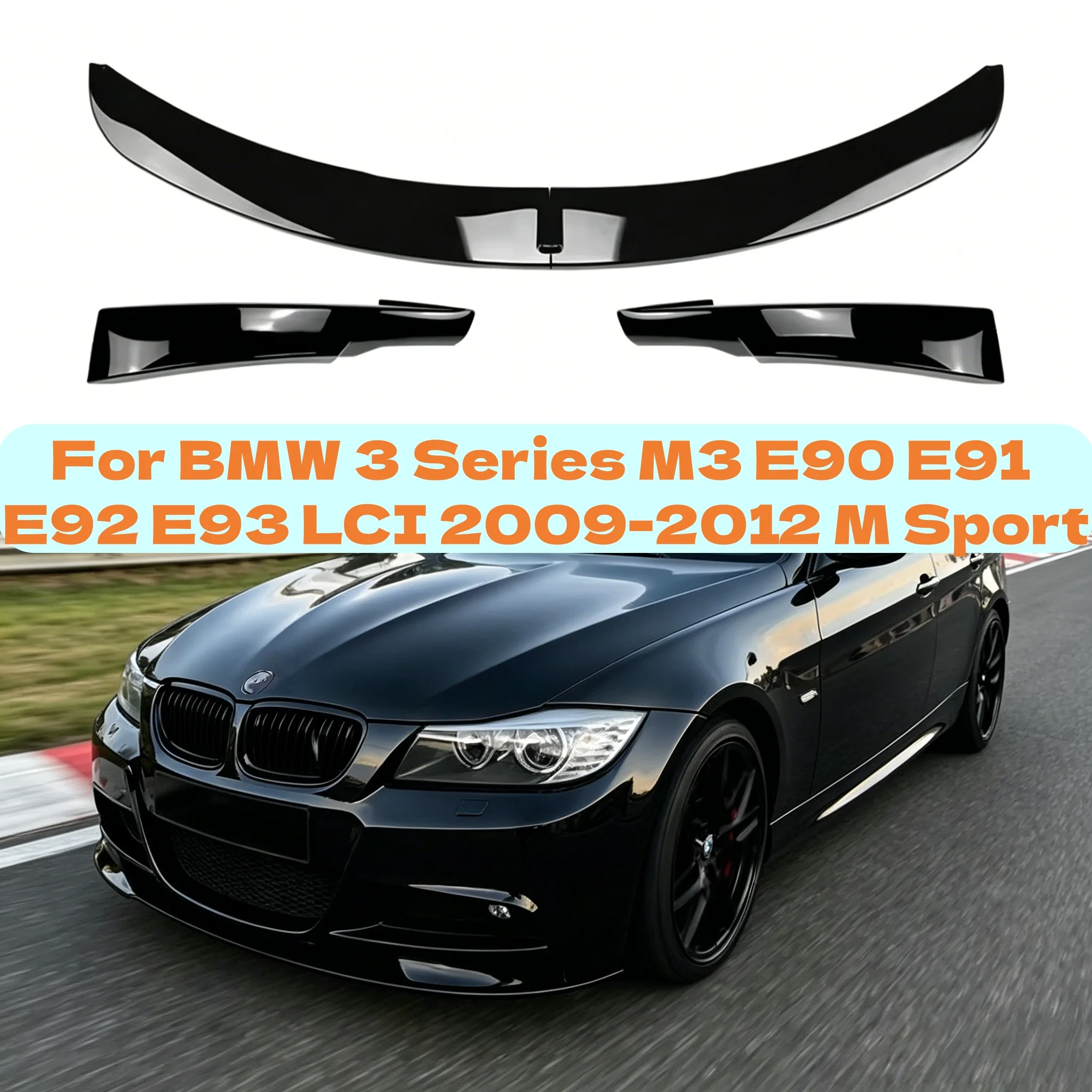 For BMW 3 Series M3 E90 E91 E92 E93 LCI 2009-2012 M Sport Front Bumper Spoiler Lip Splitter Body Kit Bumper Lip Diffuser