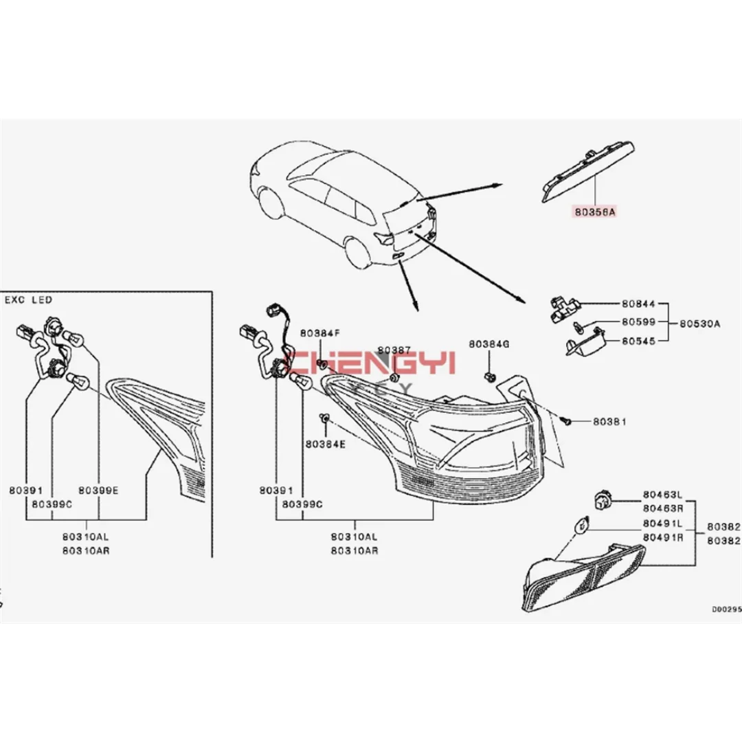 ارتفاع شنت ضوء الفرامل الخلفية الباب الخلفي Led مؤشر الفرامل صالح لأوتلاندر GF7W GF8W 8334A113