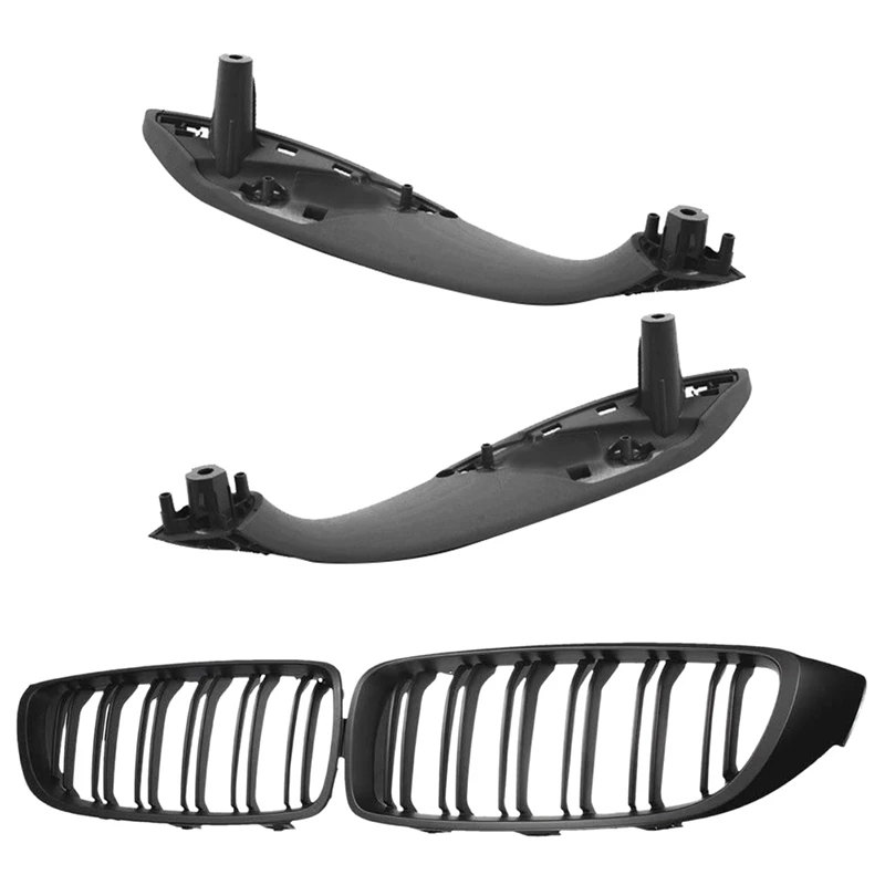 

2 Pair Car Accessories: 1 Pair Black Front Left/Right Car Inner Door Handle & 1 Pair Front Hood Kidney Grille