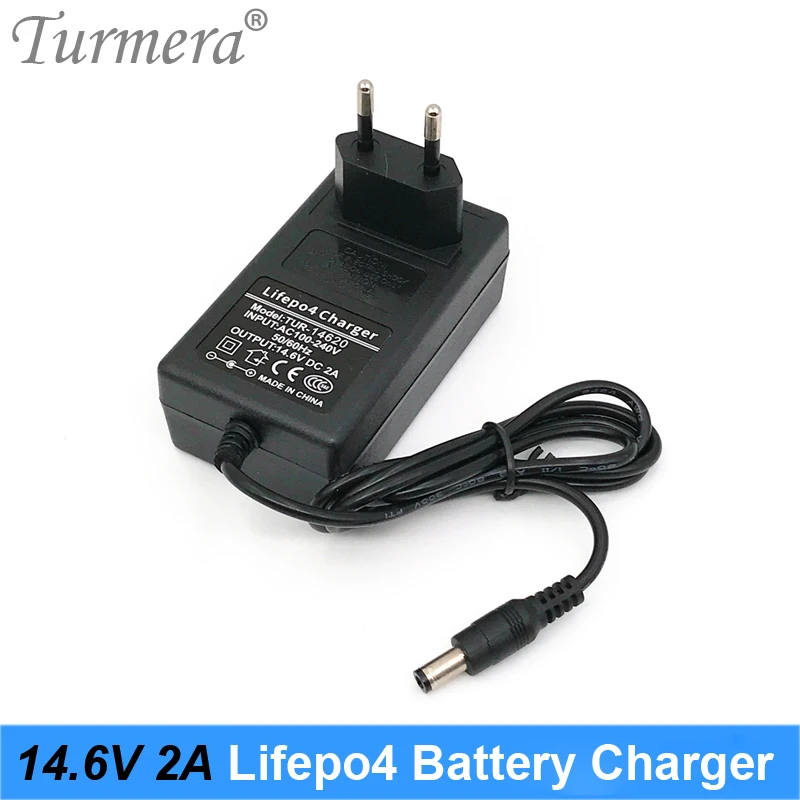 Turmera 14.6V 2A 4S Lifepo4 Ładowarka DC 5.5*2.1mm do 4Series 12V 12.8V 14.4V 18650 32650 32700 33140 Lifepo4 Battery Use