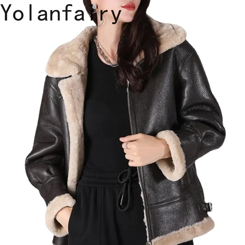 2022 Winter New Original Natural Sheepskin Fur Coat Women\'s Coat Thick Warm Sheep Sheared Lamb Hair Short Genuine Leather Jacket