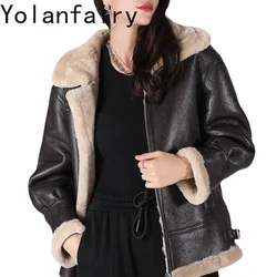 2022 Winter New Original Natural Sheepskin Fur Coat Women's Coat Thick Warm Sheep Sheared Lamb Hair Short Genuine Leather Jacket