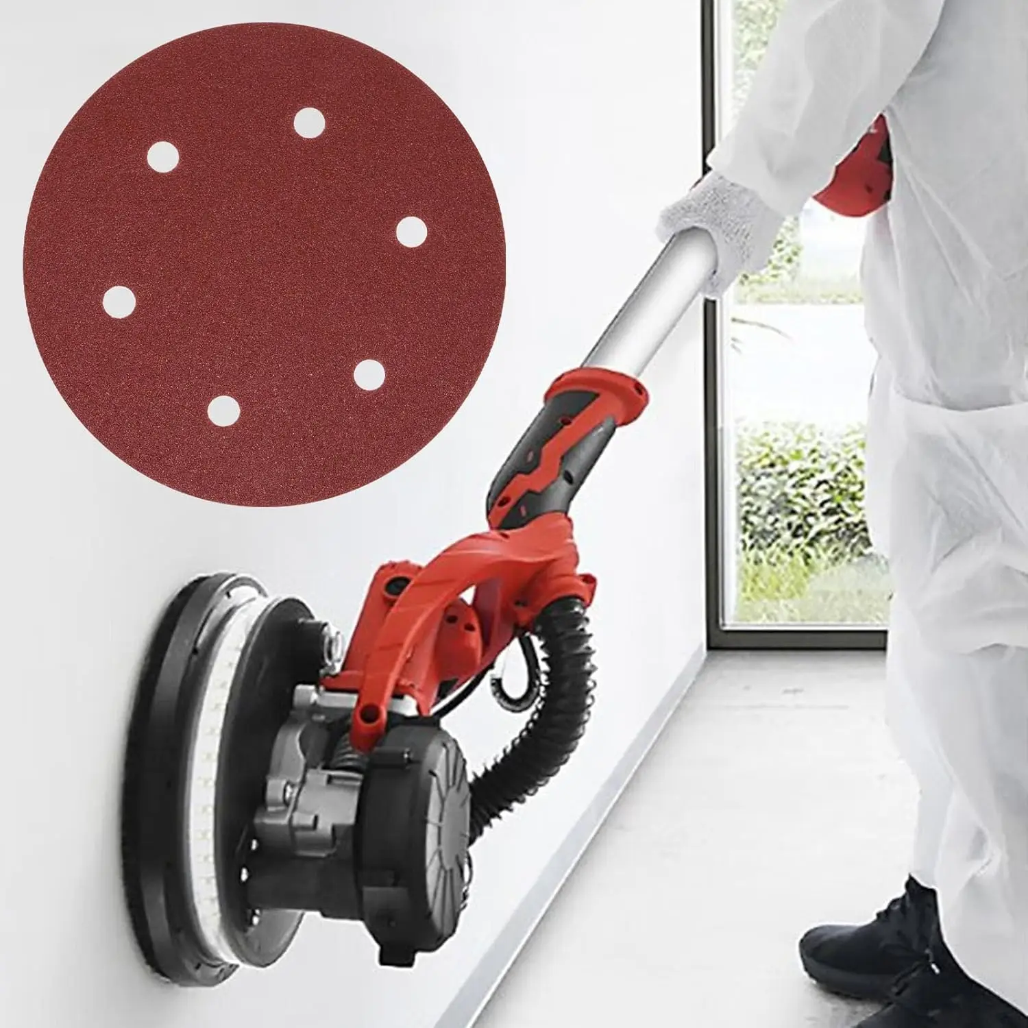 9 Inch 6 Holes 225 MM Wall Sanding Discs 40-2000 Grit Flocking Sandpaper Orbital Sander Hook and Loop Sand Paper Polishing Tools