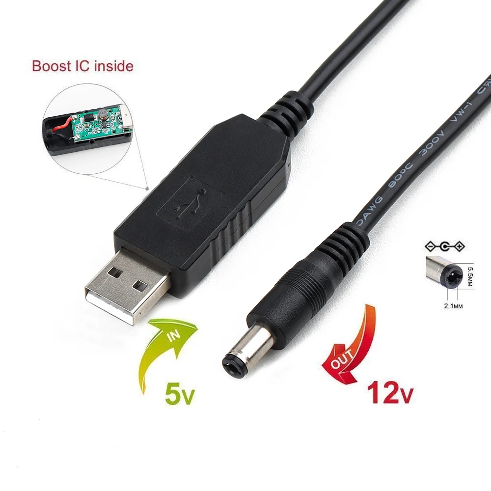【LANO】DC5521 5V to 12V USB Cable Boost Converter Step-up Cord For Router WIFI Modem Fan Adapter Wire USB Boost Module Converter