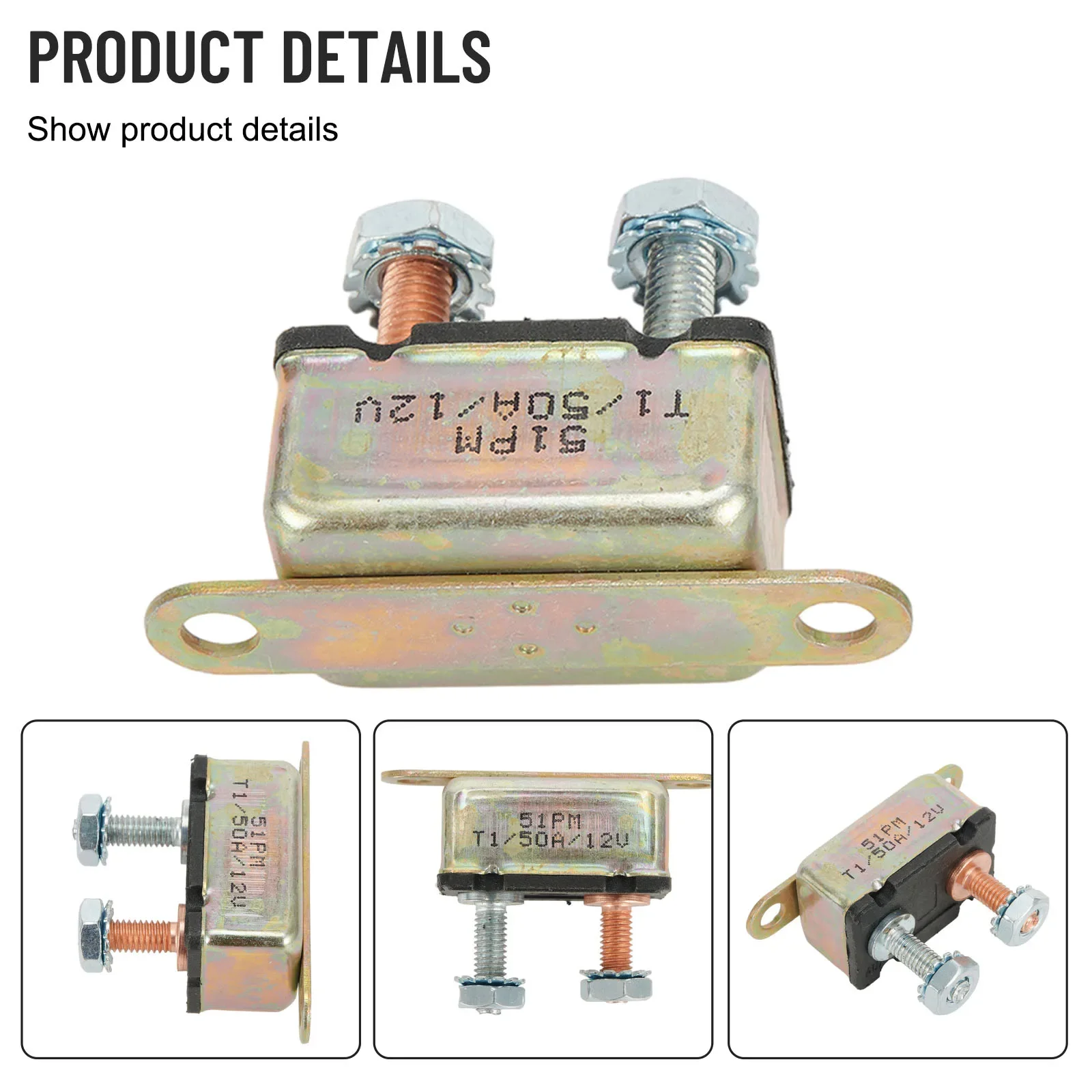 12V 30A~50A Automatic Fuse Reset Circuit Breaker Copper Studs SAE J553;SAE J1171;UL1500\