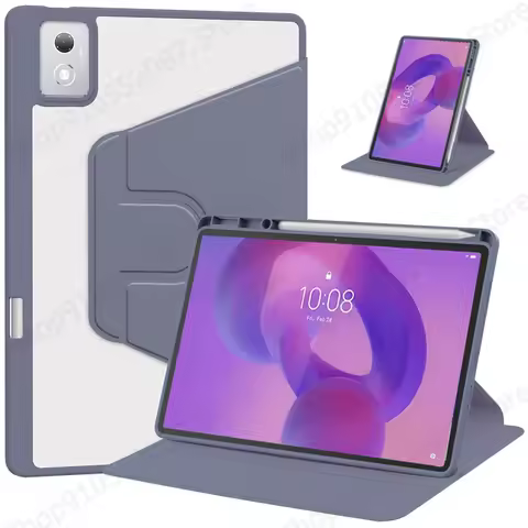 For Lenovo Idea Tab Pro Case with Pen Holder 360 Rotating Acrylic Clear Hard Tablet Coque For Idea Tab Pro 12.7 tb373fu Case