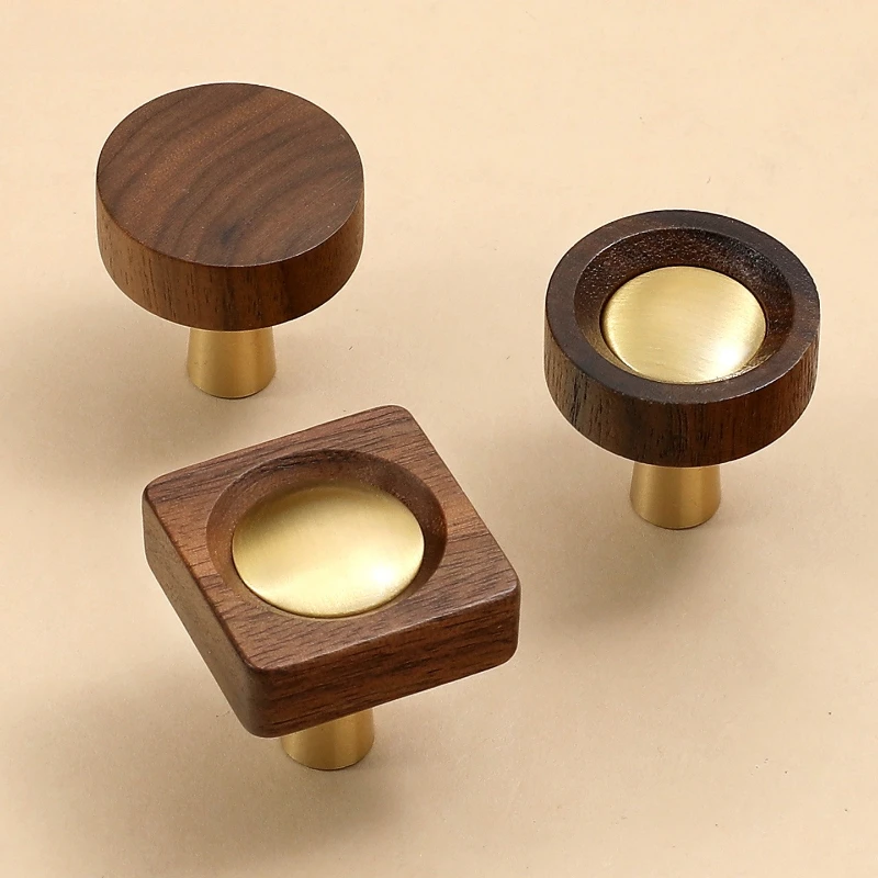 Brass Antique Style Light Luxury Single Hole Bedside Table Handle Walnut TV Cabinet Drawer Cabinet Door Handle Knob Hardware