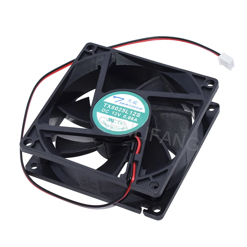 NEW TX8025L12S DC 12V 0.08A 8025 8CM 80*80*25MM Ultra Quiet Cooling Fan 2 Wires