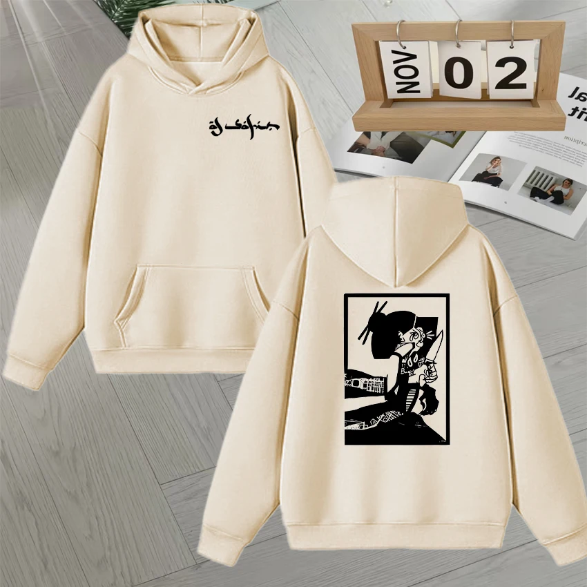 Al Safir 2025 Pop Graphic Harajuku Double Sided Print Y2k Hip Hop Sweatshirt Loose Men Women Long sleeve Hoodie Unisex Pullovers