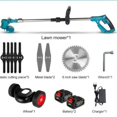 Telescopic electric lawn mower Small household multifunctional lawn mower Rechargeable lithium battery lawn mower weeder