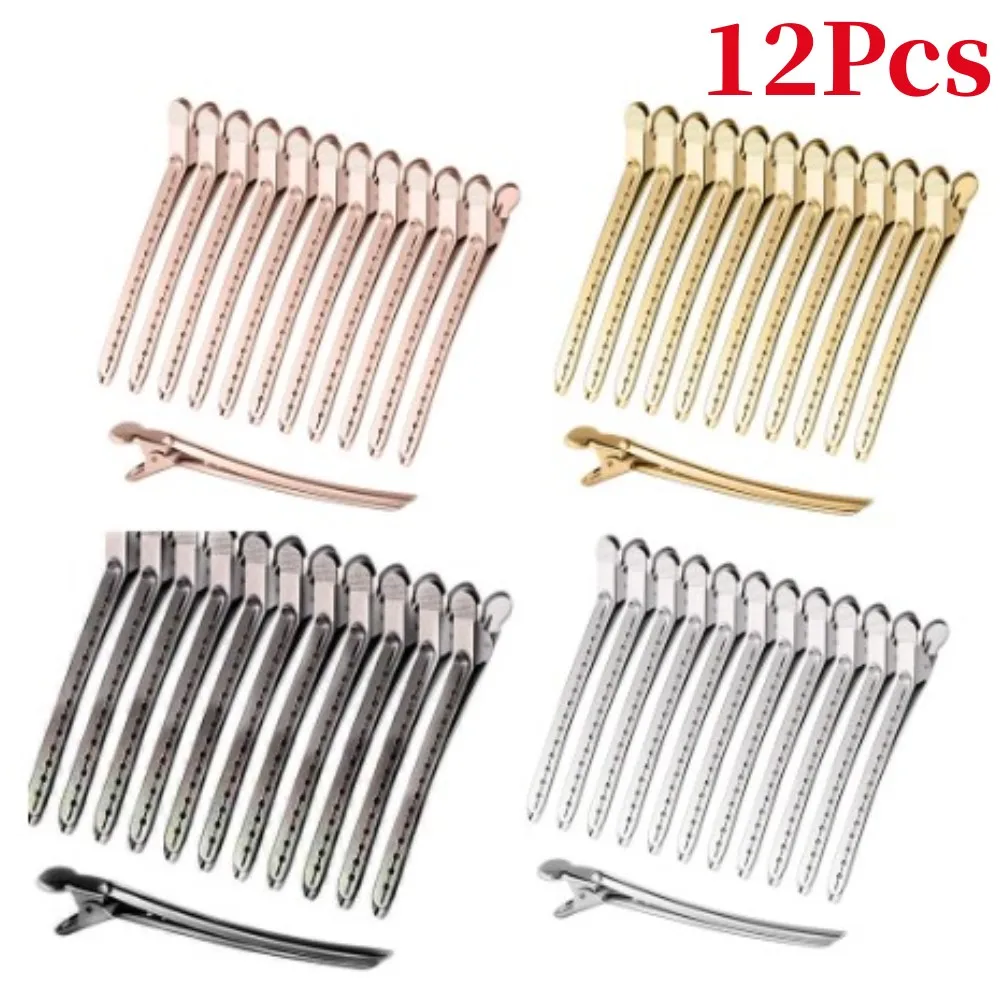 12pcs Crocodile Duck Bill Clips Home Salon Root Fluffy Hair Coloring Curly Hair Styling Tools Rustproof Metal Hair Accessories