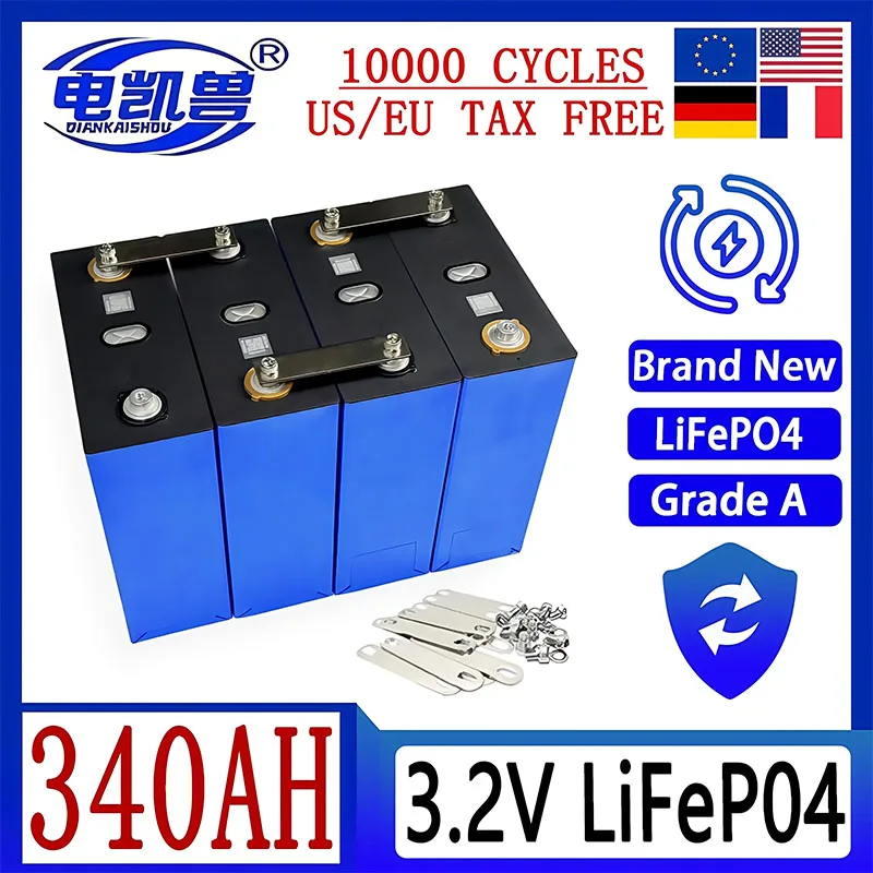 

Совершенно новая 3,2 В Lifepo4 340 Ач аккумуляторная батарея класса A RV EV лодка гольф солнечная энергия кемпинг беспошлинная