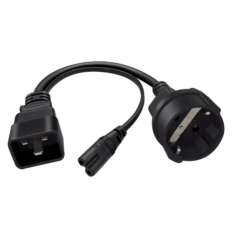 Cabo de Extensão de Alimentação, IEC320, C20, IEC C7, 4.8mm, EU, European Plug Cord, França, Bélgica, Espanha, Holanda, Conversor 0.3m, UPS, PDU