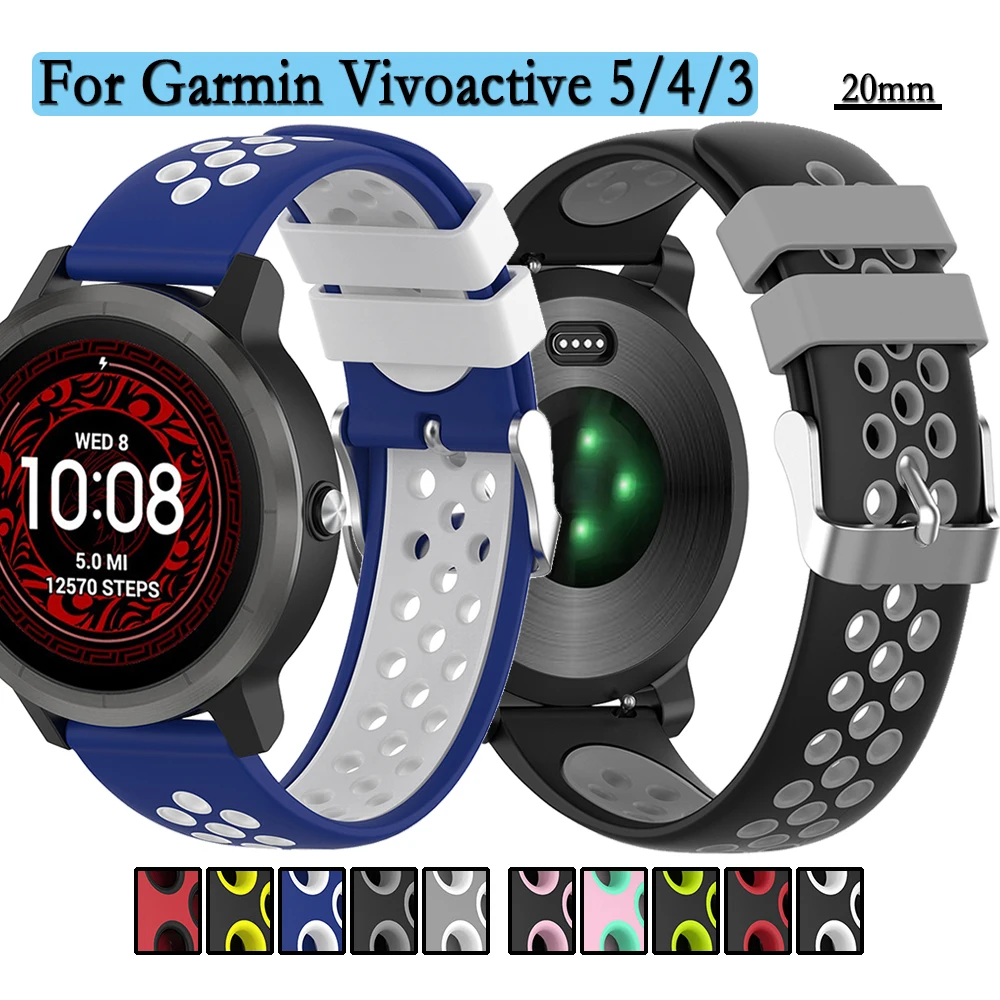 Silicone Strap For Garmin Vivoactive 3/3M | Garmin Approach S40 | Venu SQ 20mm Sport Watchband For Instinct 2S