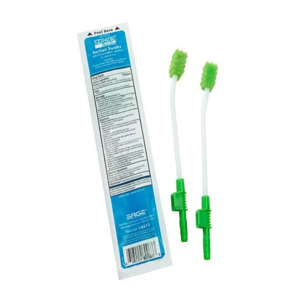 Toothette Oral Care Single Use Suction Swab System with Perox-A-Mint (50 Packages, 2 swabs/pkg)