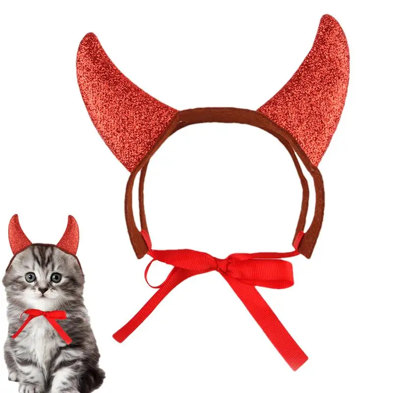 Dog Devil Horns Felt Pet Devil Horns Lightweight Cute Party Favors Portable Festive Headgear With Straps For Cats Dogs