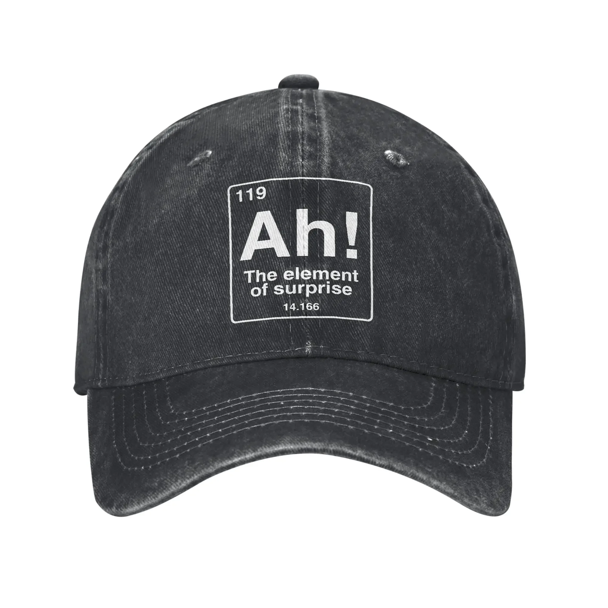 Ah The Element Of Surprise Funny Baseball Caps Vintage Distressed Cotton Geek Periodic Table Snapback Unisex Outdoor Gift Hat