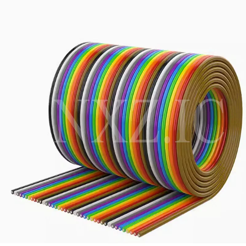 1m 1.27mm spacing rainbow flat ribbon cable DuPont FC 1.27 wire DuPont connector 6p/8p/10p/12p/14p/16p/34p/40p/60p