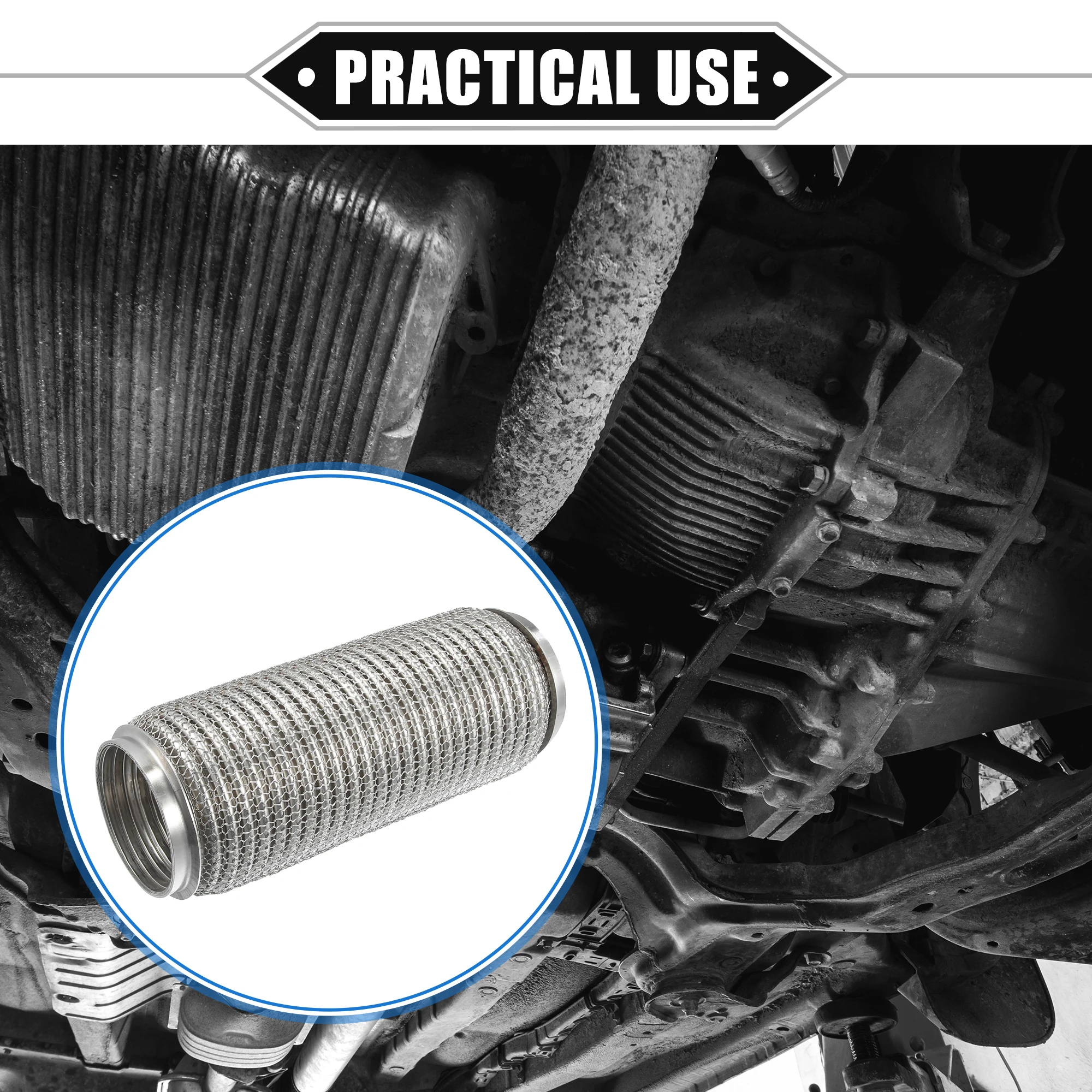 UXCELL Auto Uitlaat Flexibele Pijp ID 76x254mm Uitlaat Flex Connector Leidingen Balg Universeel voor Auto Duurzaam Roestvrij staal