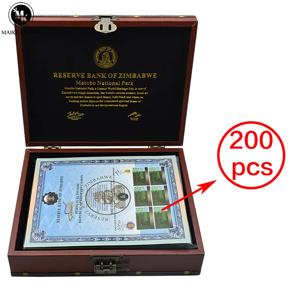 200pcs One Googol Containers Zimbabwe Certificate Banknotes with UV Anti-counterfeiting and Exquisite Gift Box