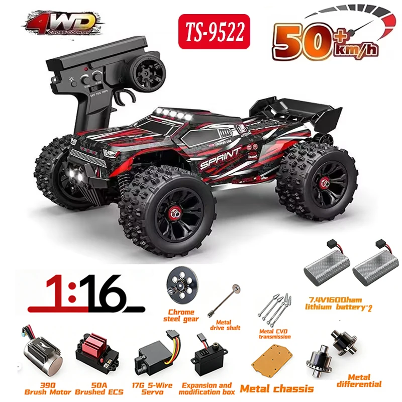 MJX Hyper TS 9522 pro RC auto borstelloze 4WD hoge snelheid 85km/u op afstand bestuurbare off-road truck met grote wielen, makkelijk te besturen voertuig