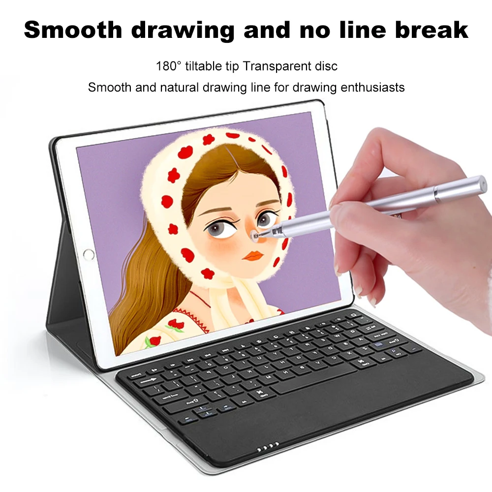 Caneta Stylus Universal para Tablet, Acessório de Desenho para iPad, Capacitiva, Toque de Tela, 2 em 1, Celulares Android e iOS