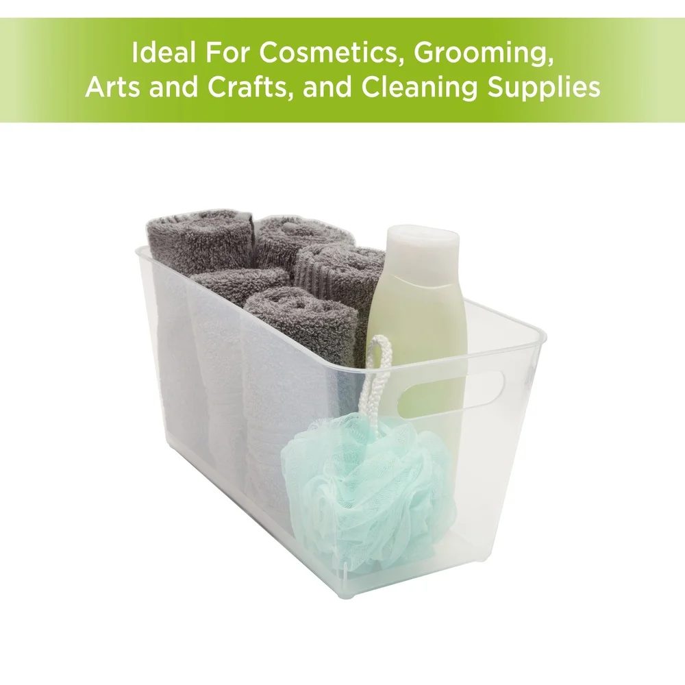 손잡이가 있는 투명 수납 정리함 2개 세트, 다용도 적층 용기, 가정용 욕실 주방 정리함