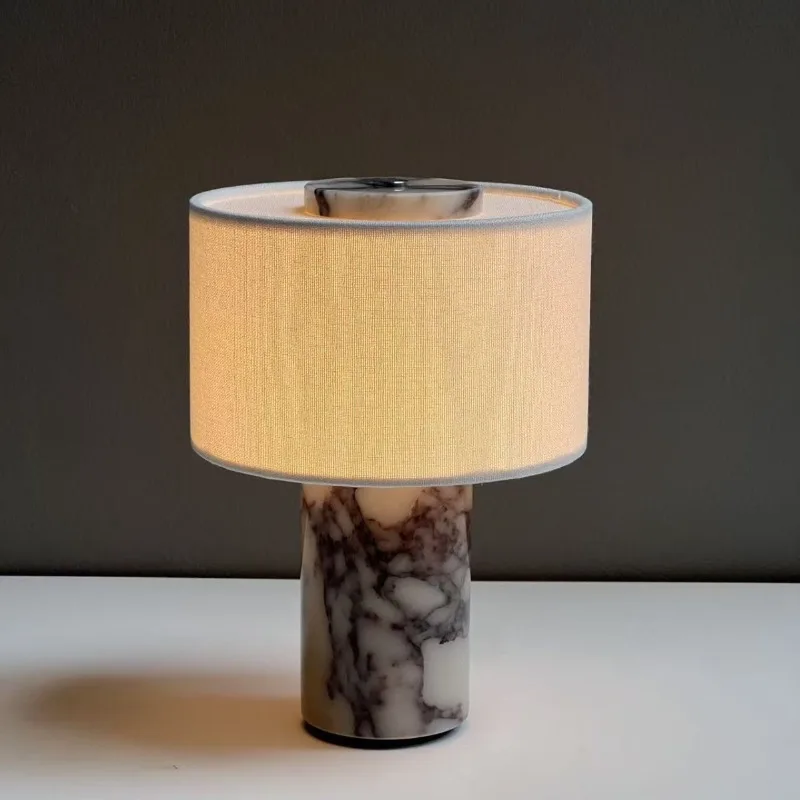 Nordic desk lamp bedroom luxury high-end decoration creative art living room high aesthetic value high-end marble cave stone