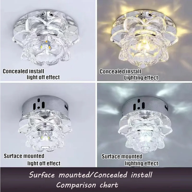 Luz LED de techo de cristal para decoración de sala de estar, luz empotrada para pasillo