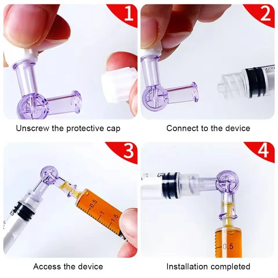 48 Stück/Box Zwei-Wege-Saugschlauch-Spritzenadapter mit Ventil für klinische Anwendungen im Krankenhaus, Luer-Lock-Adapter, 2-Wege-Absperrhahn, flexibel – Detail 3