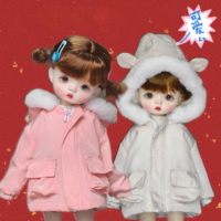 BJD doll clothes for 1/6 size bjd pink and white cute down jacket cotton clothes winter top doll accessories