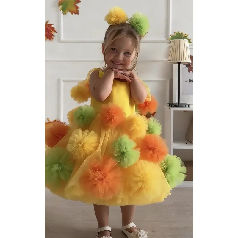 Girls dress 2025 light luxury temperament princess dress foreign style host piano performance dress runway modelling short skirt