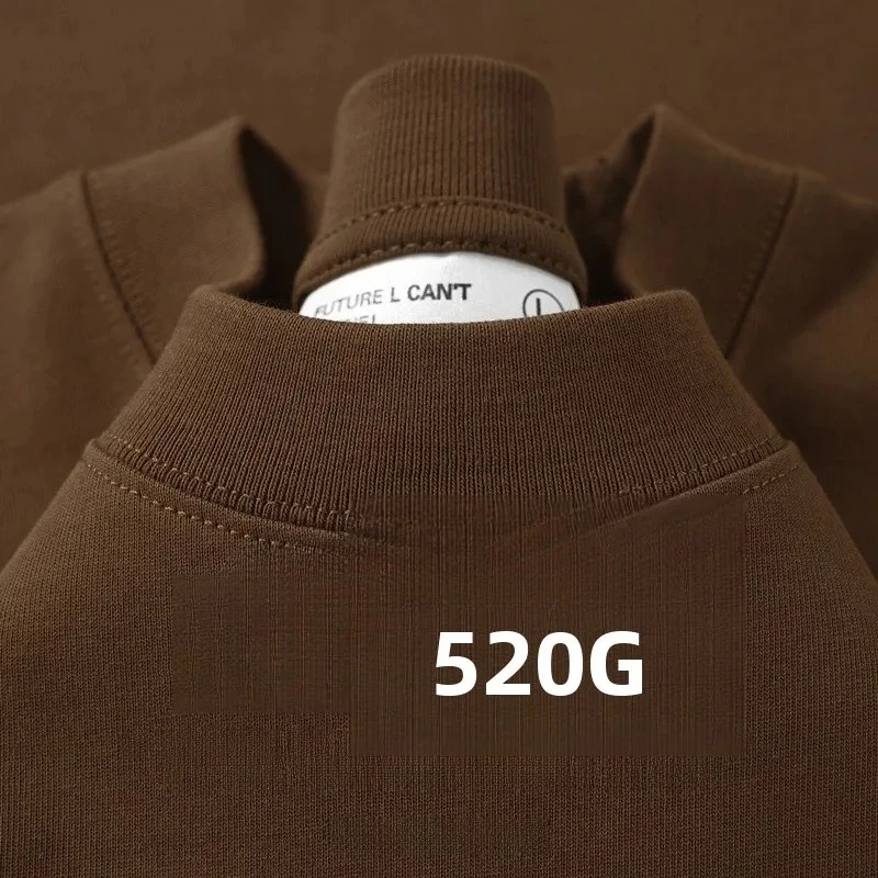 Heavyweight American Pure Cotton T-irt 520g Long Staple Cotton Men's Women's Ort Sve Summer Casual  Loose Base Irt