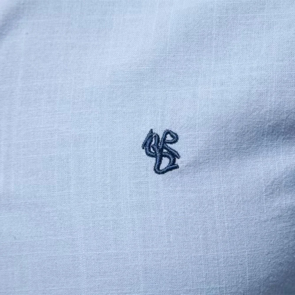 

New 100% Cotton Linen Shirt Men Solid Color Embroidery Brand Shirts Blouses High Quality Long Sleeve Button Down Casual Tops