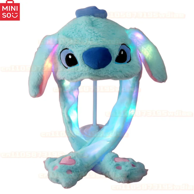 Kawaii Hellokitty Kuromi 움직이는 귀 어린이를위한 빛나는 토끼 모자 만화 귀여운 플러시 Led 스티치 토끼 모자 머리 장식 크리스마스 선물