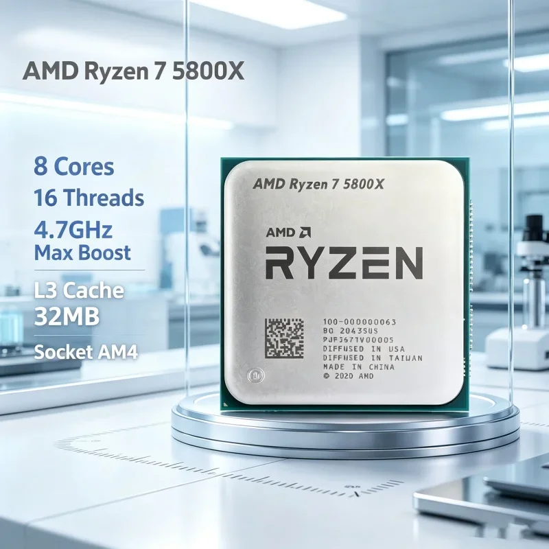 AMD Ryzen 7 5800X Processor 8 Core 16 Thread 3.8GHz Socket AM4 Unlocked High Performance Gaming CPU Tray No Box